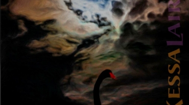Black swan under moon covered with clouds from The Song of the Lonely Swan Poem at KessaLair